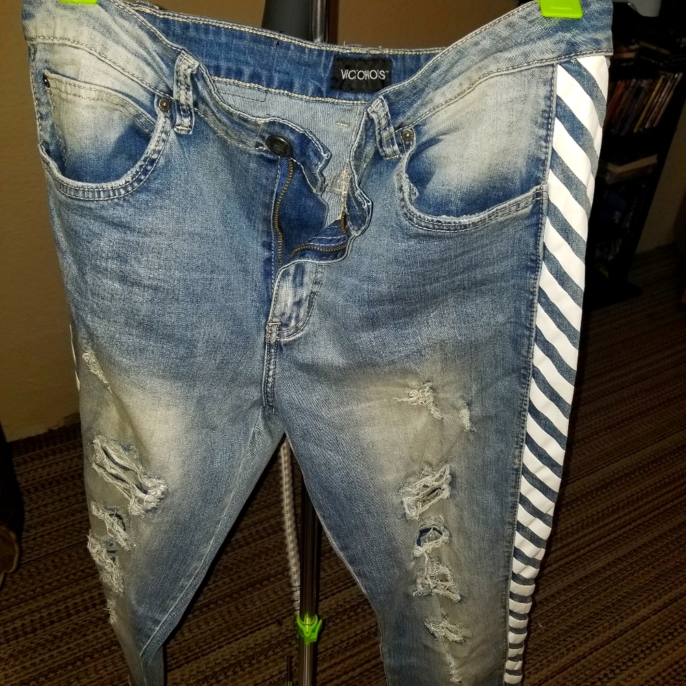 Mens striped slim fit jeans